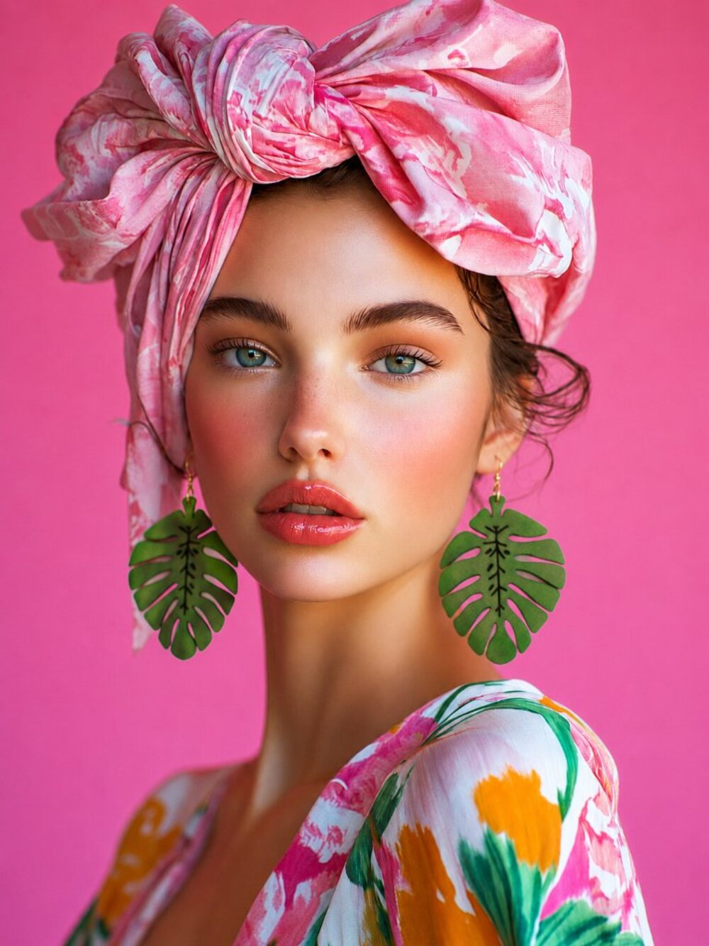 Green Monstera Leaf Wooden Dangle Earrings Tropical Boho Statement Jewelry NWT